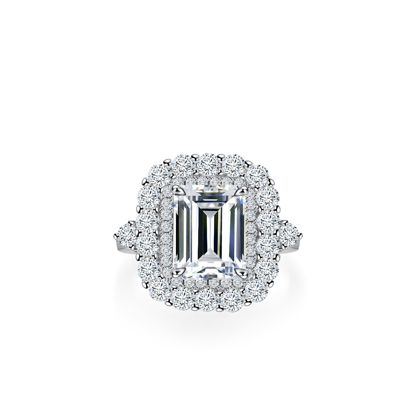 Asymmetrical 925 Sterling Silver Women’s Ring With Moissanite Inlay In Silver, Perfect For Summer