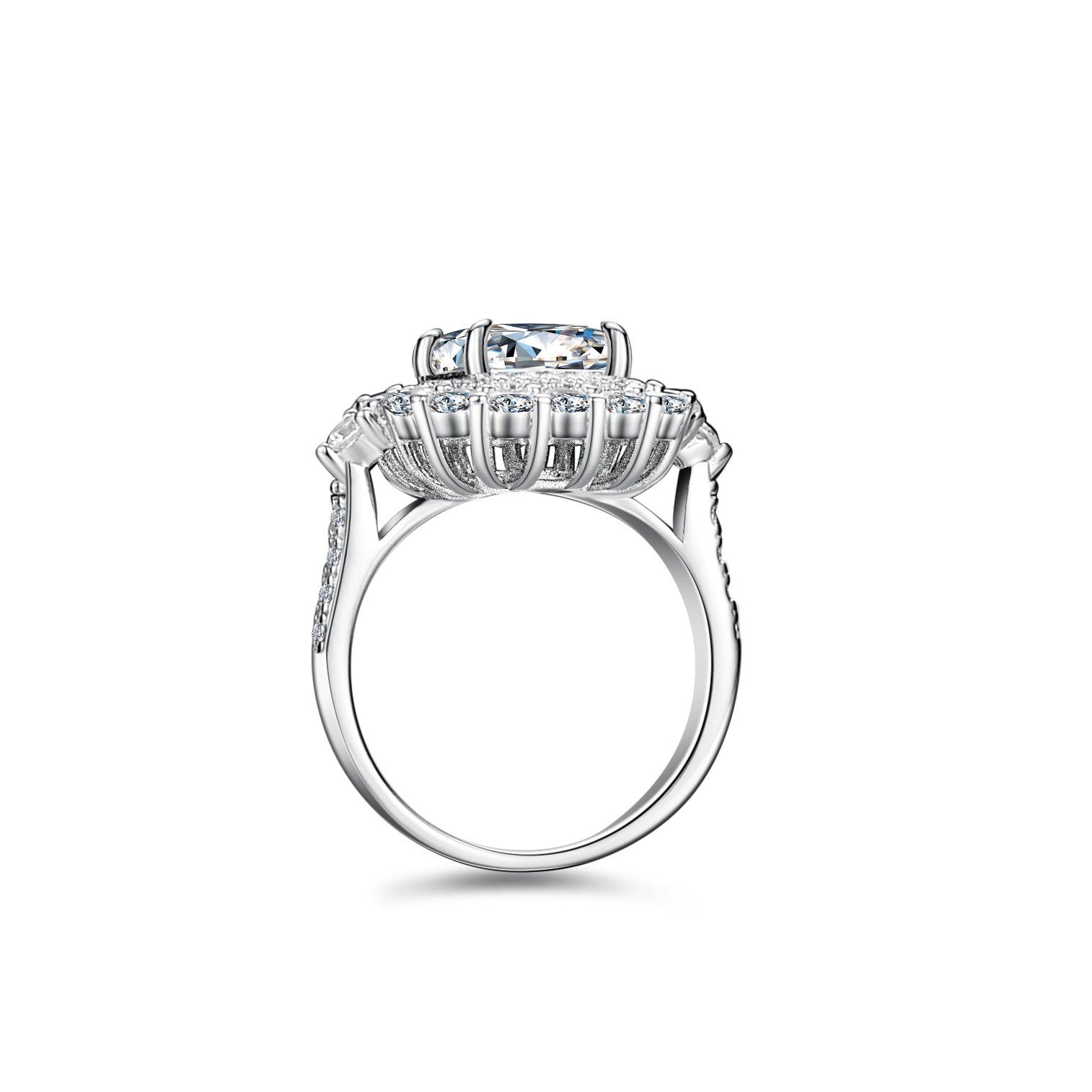 Asymmetrical 925 Sterling Silver Women’s Ring With Moissanite Inlay In Silver, Perfect For Summer