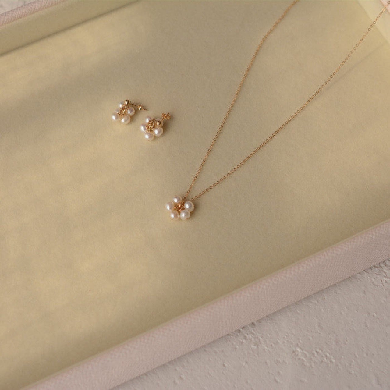 Freshwater Pearl Necklace With 4-5mm Natural White Near-Round Pearls In Copper Setting