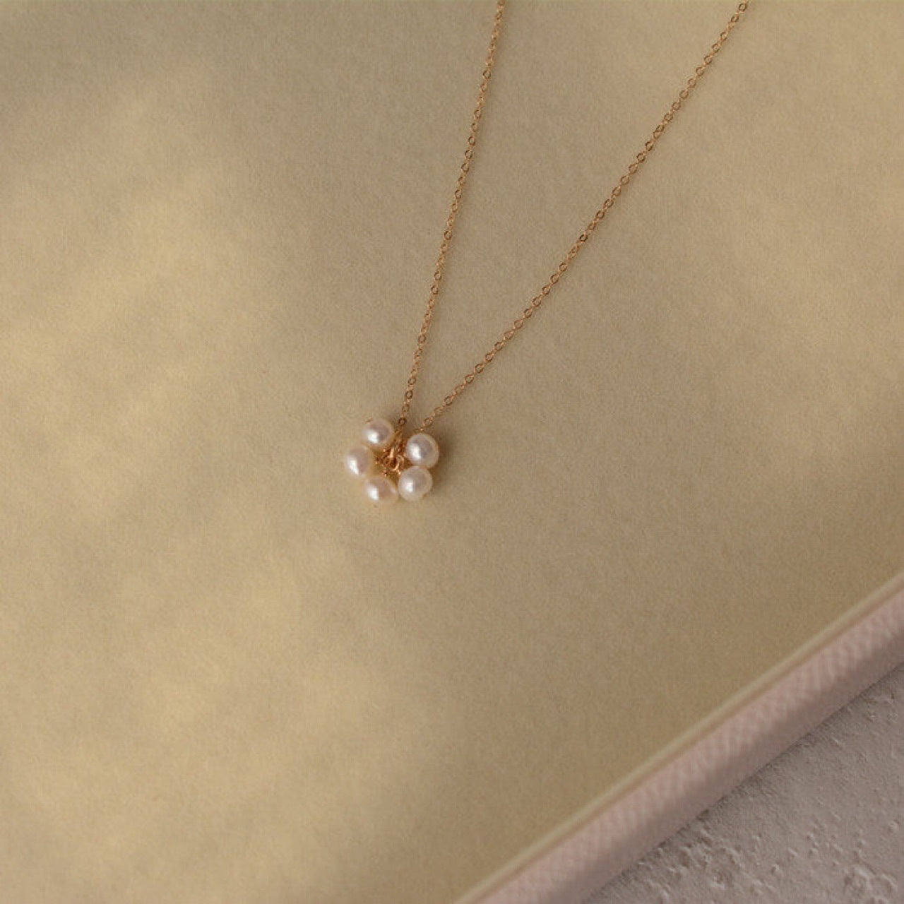 Freshwater Pearl Necklace With 4-5mm Natural White Near-Round Pearls In Copper Setting