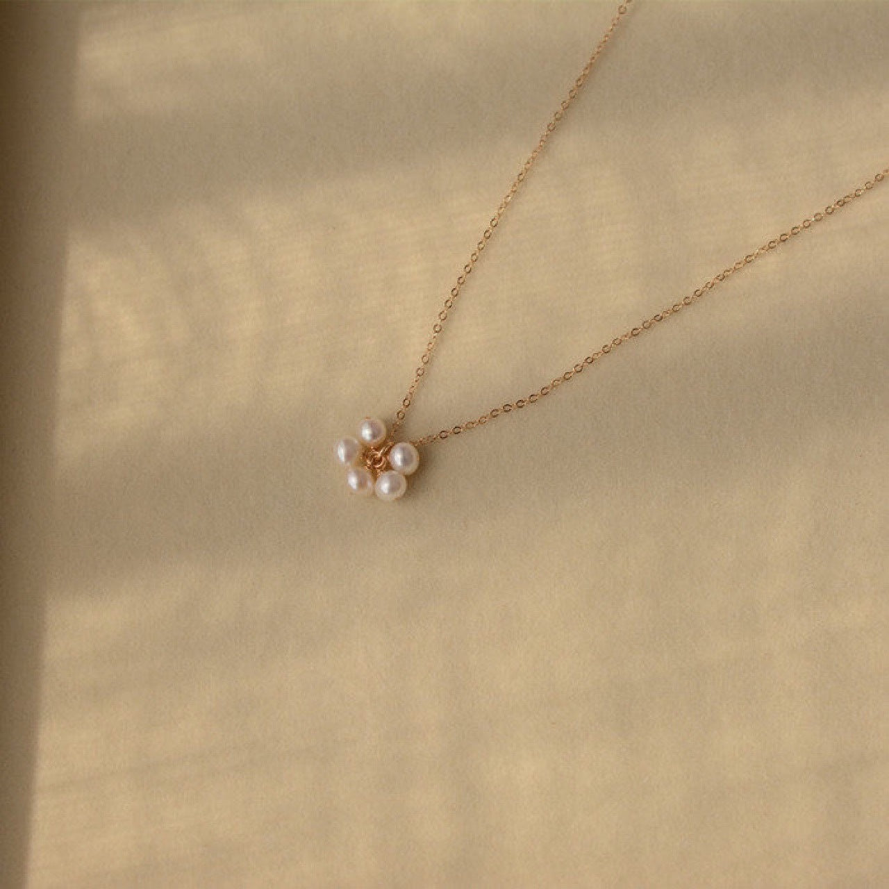 Freshwater Pearl Necklace With 4-5mm Natural White Near-Round Pearls In Copper Setting