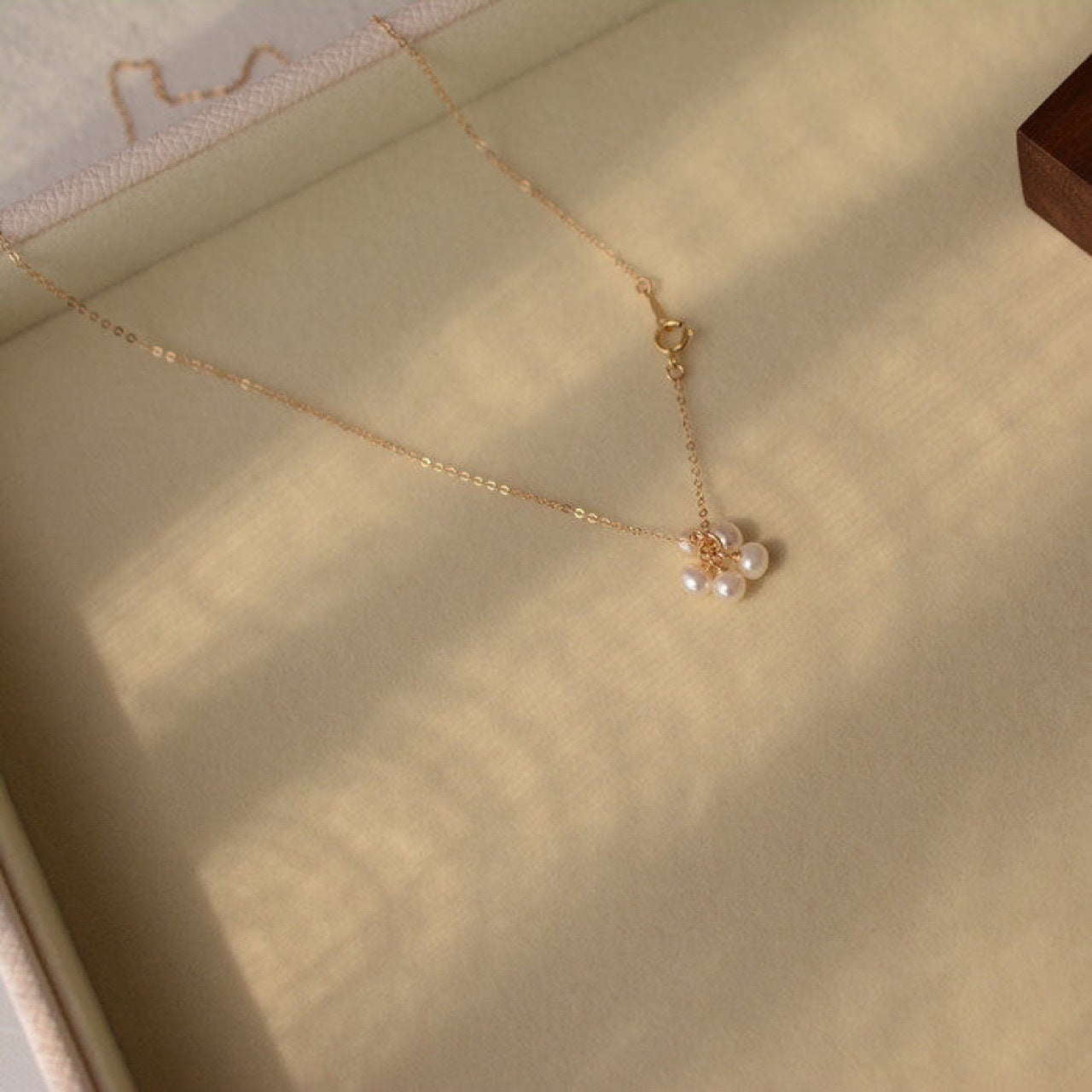 Freshwater Pearl Necklace With 4-5mm Natural White Near-Round Pearls In Copper Setting