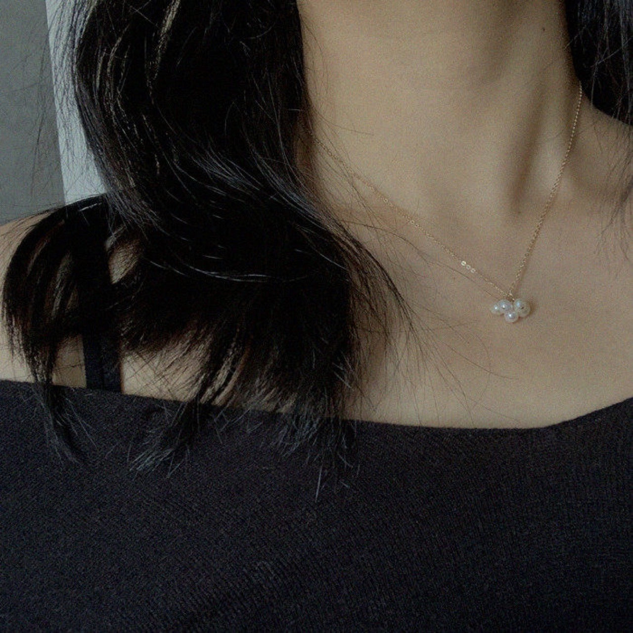 Freshwater Pearl Necklace With 4-5mm Natural White Near-Round Pearls In Copper Setting