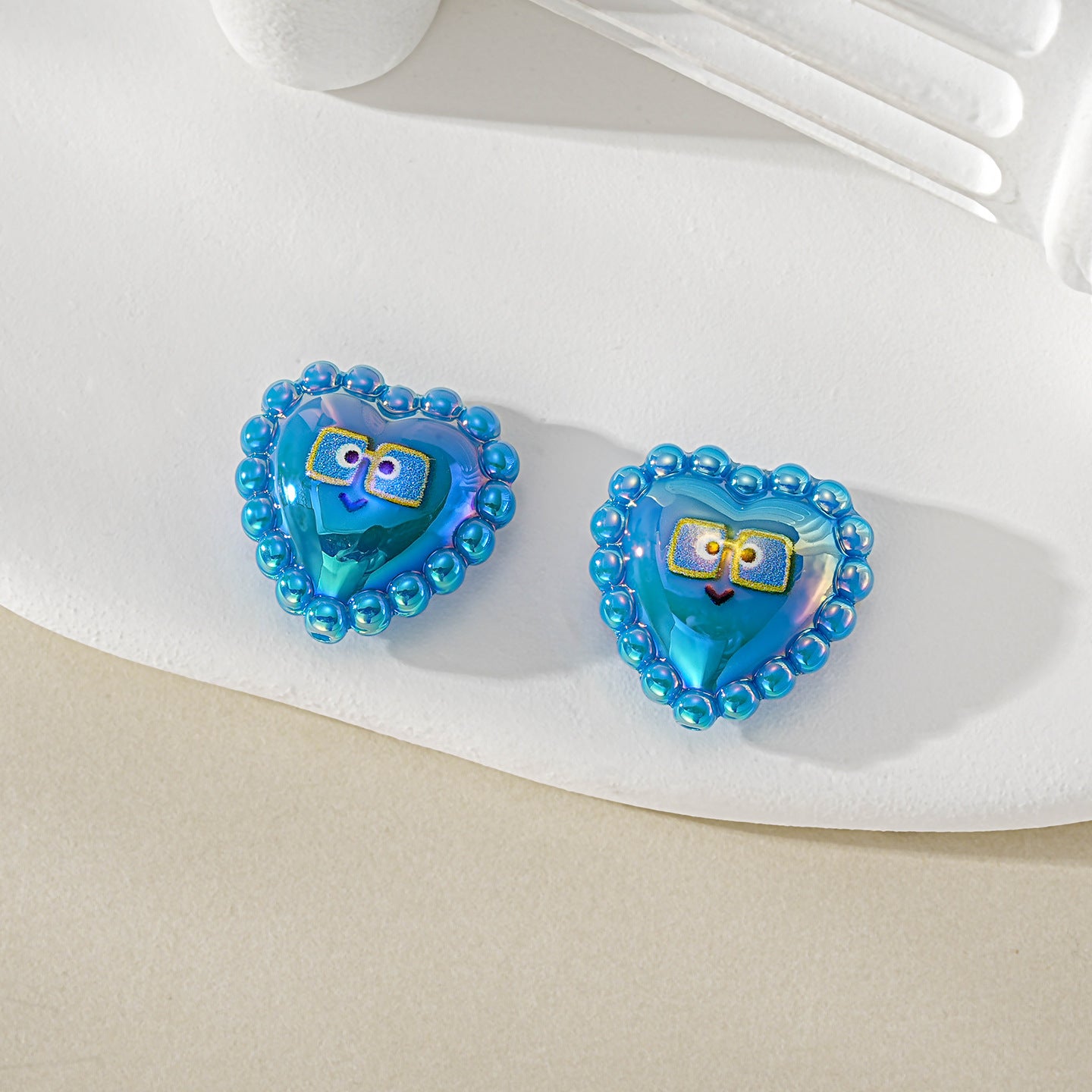 Electroplated Acrylic Smiley Face Jewelry Accessory In Litmus Color Featuring Original Design