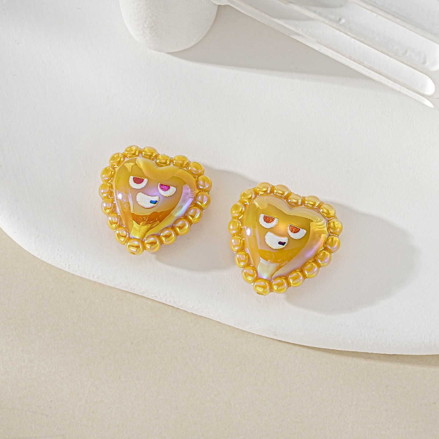 Electroplated Acrylic Smiley Face Jewelry Accessory In Litmus Color Featuring Original Design