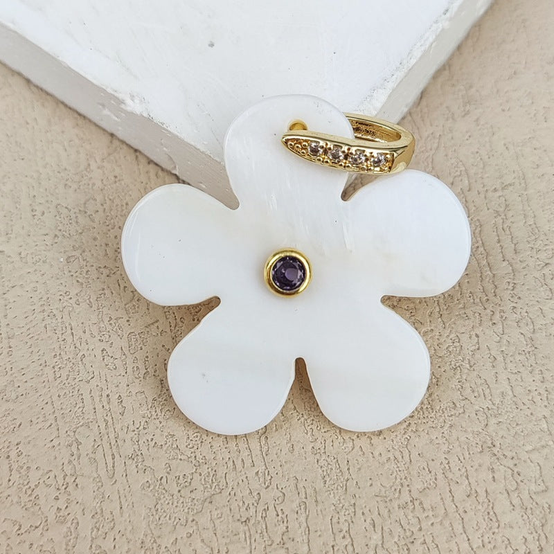 Carved Shell Flowers Pendant For Women In White, Elegant Jewelry Making Accessory