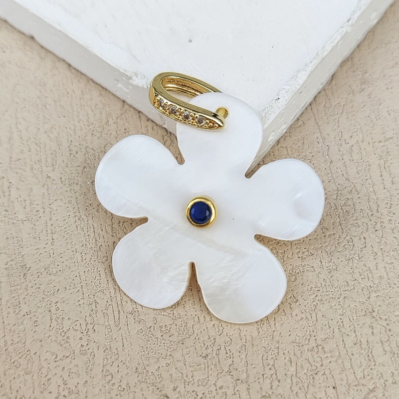 Carved Shell Flowers Pendant For Women In White, Elegant Jewelry Making Accessory