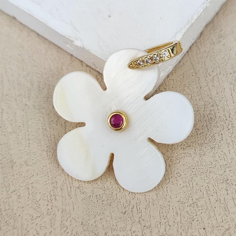 Carved Shell Flowers Pendant For Women In White, Elegant Jewelry Making Accessory