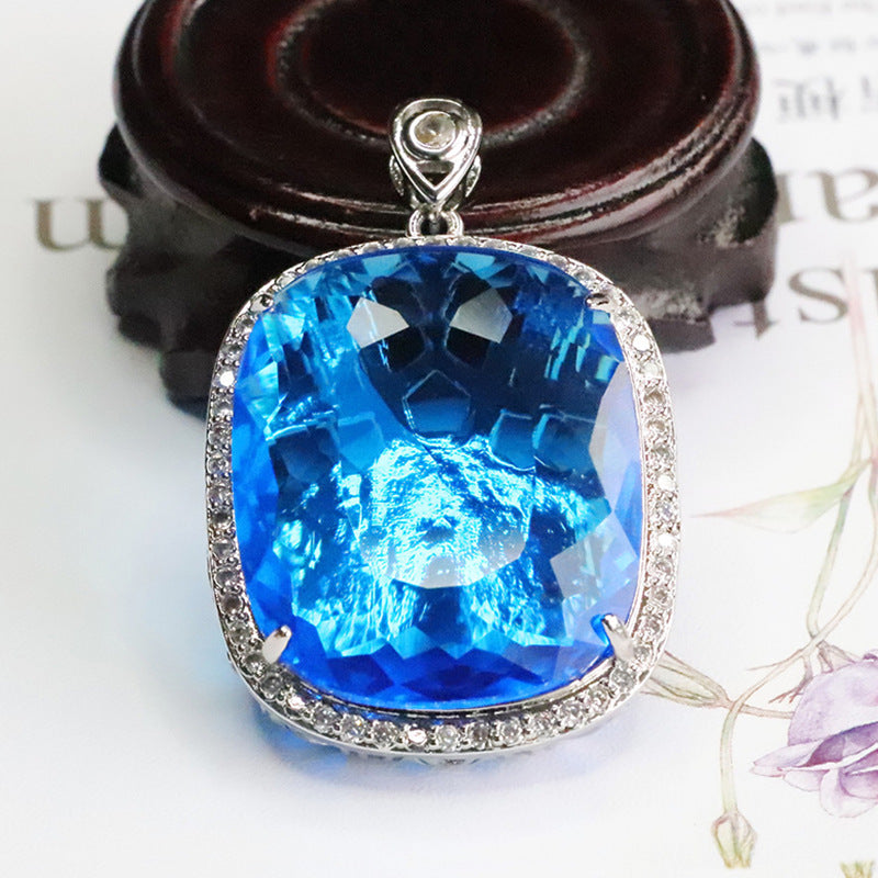 Geometric Glass Pendant With Glass Inlay In Purple, Perfect For Autumn Wear