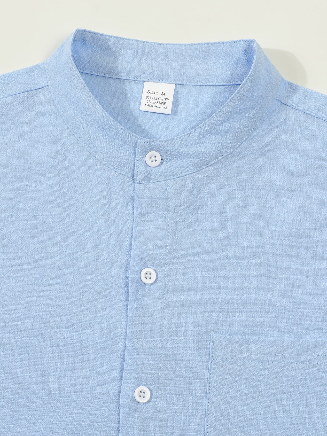Solid Color Casual Long Sleeve Blouse In Cotton With Splicing Detail For Men