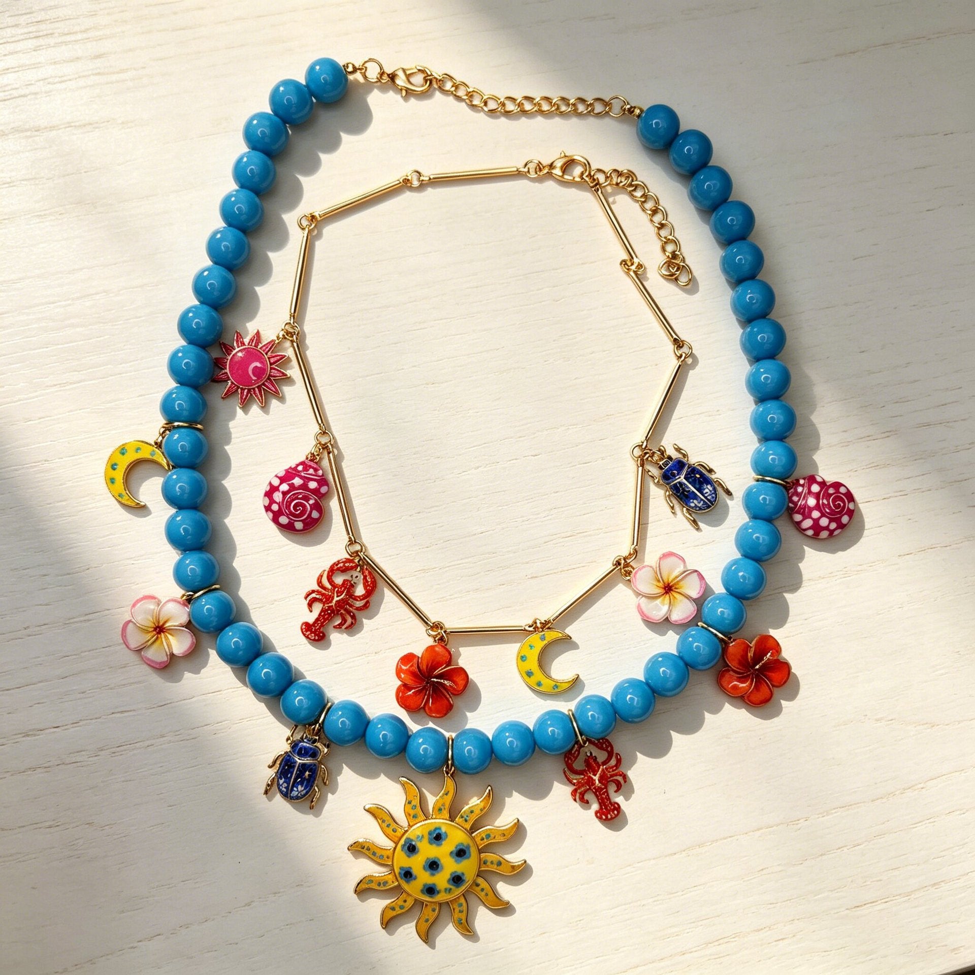 Exaggerated Blue Flowers Necklace For Women Featuring Electroplated Alloy Pendant
