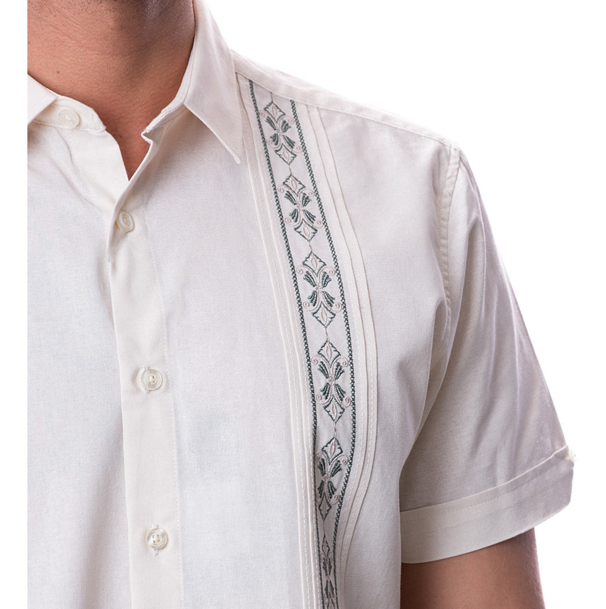 British Style Solid Color Long Sleeve Men's Shirt In Polyester With Embroidery And Placket