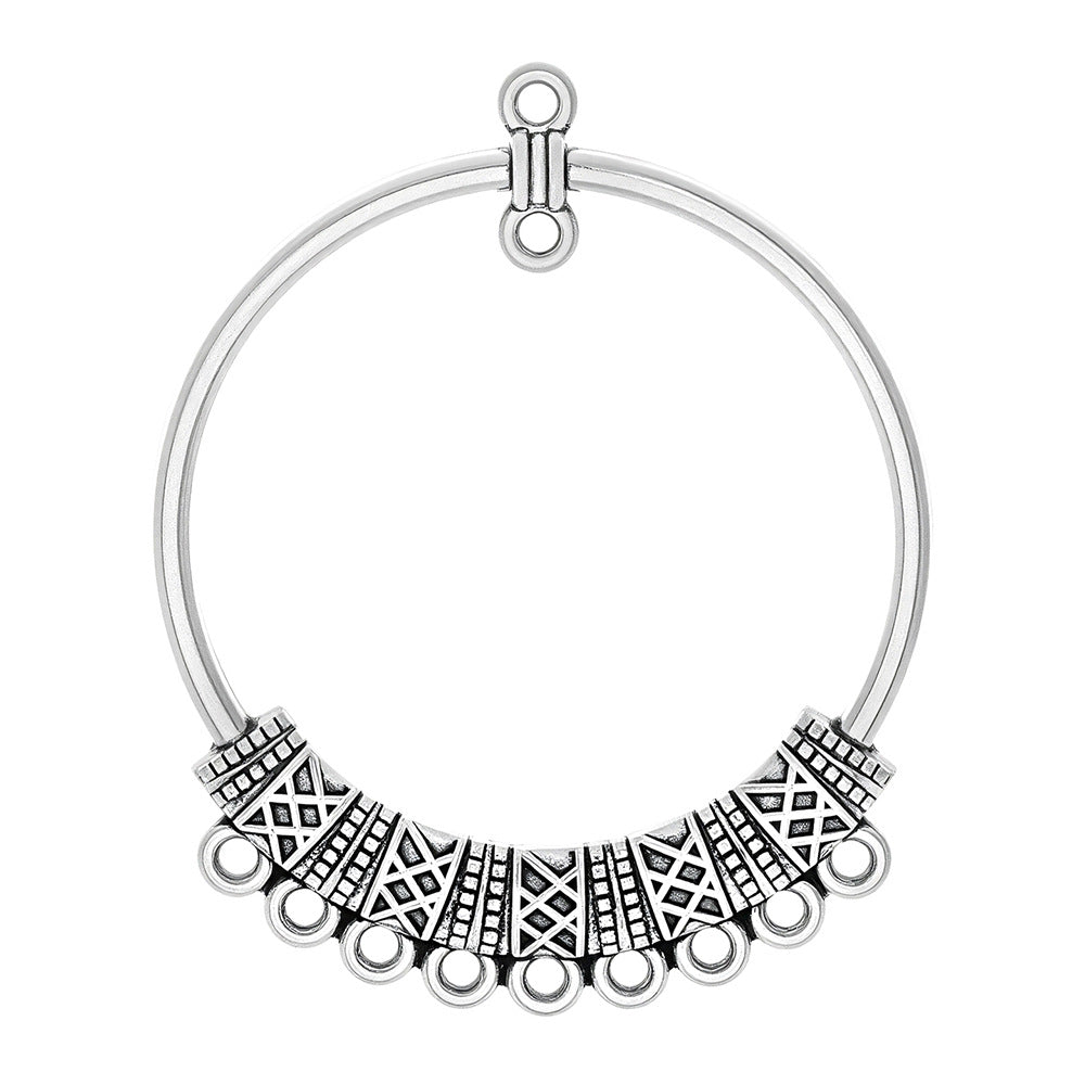 Geometric Alloy Jewelry Accessories Featuring Electroplated Antique Silver Plated Finish In Silver With Ethnic Style