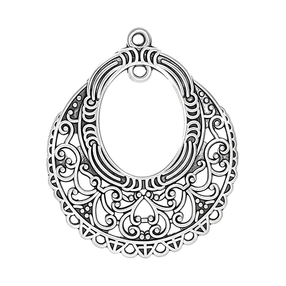 Geometric Alloy Jewelry Accessories Featuring Electroplated Antique Silver Plated Finish In Silver With Ethnic Style