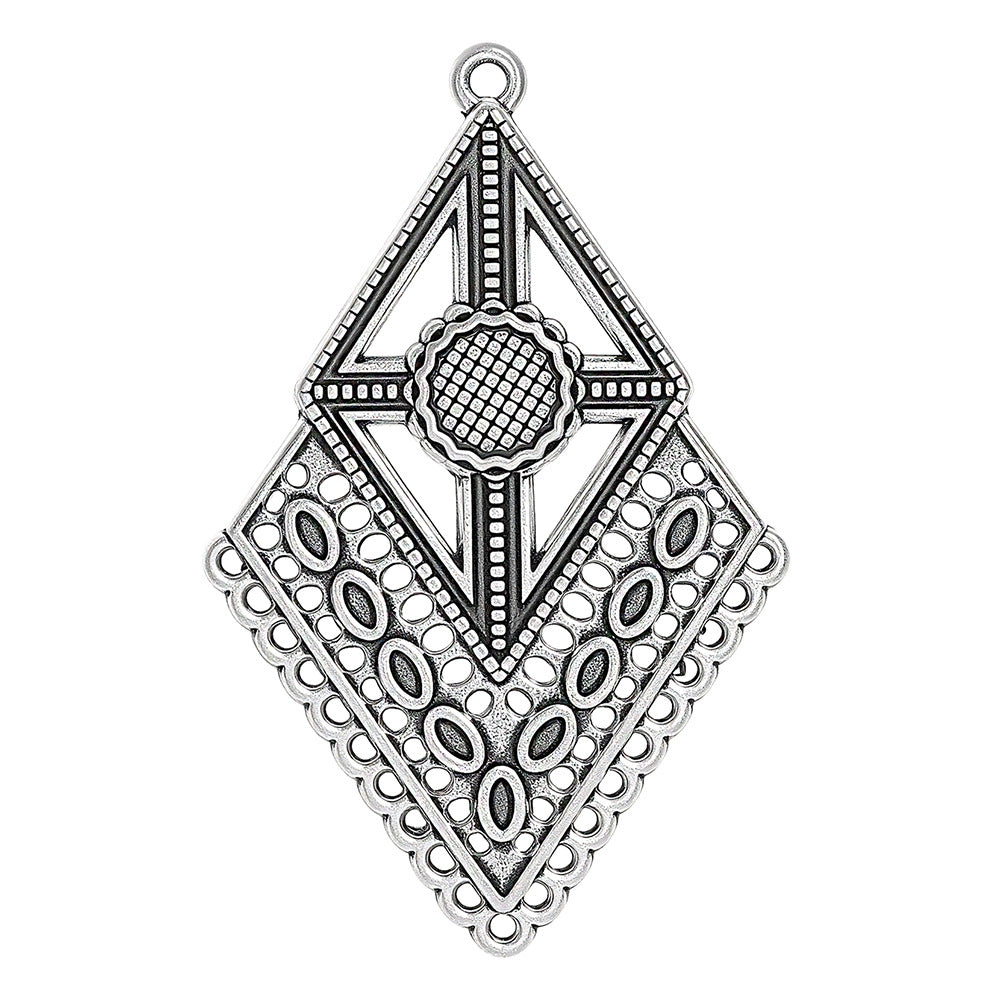 Geometric Alloy Jewelry Accessories Featuring Electroplated Antique Silver Plated Finish In Silver With Ethnic Style