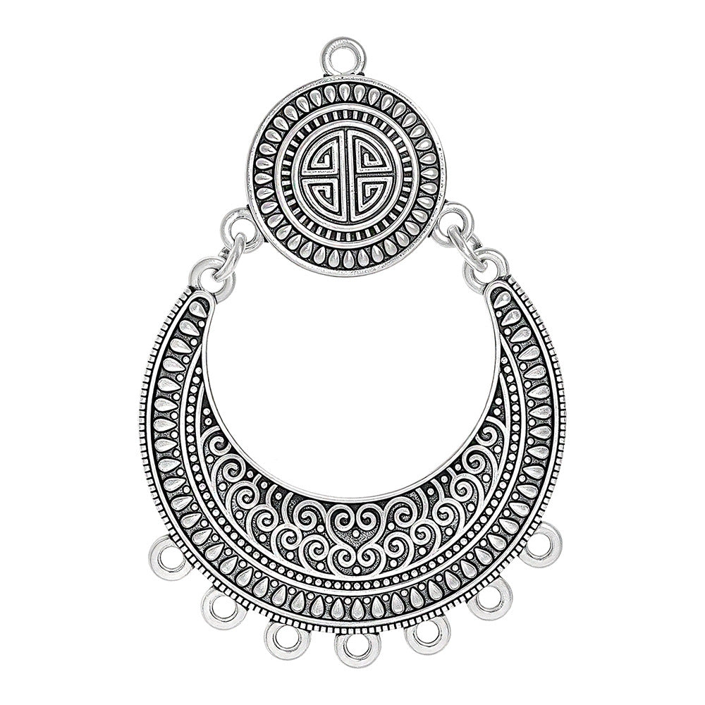 Geometric Alloy Jewelry Accessories Featuring Electroplated Antique Silver Plated Finish In Silver With Ethnic Style