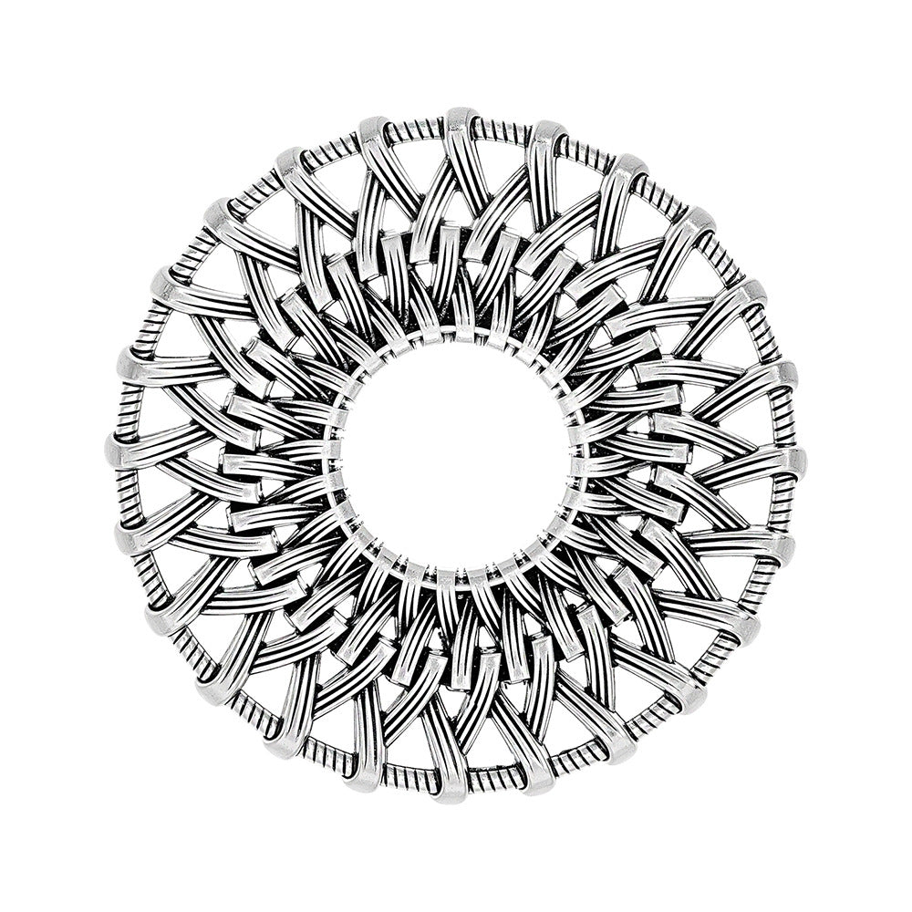 Geometric Alloy Jewelry Accessories Featuring Electroplated Antique Silver Plated Finish In Silver With Ethnic Style