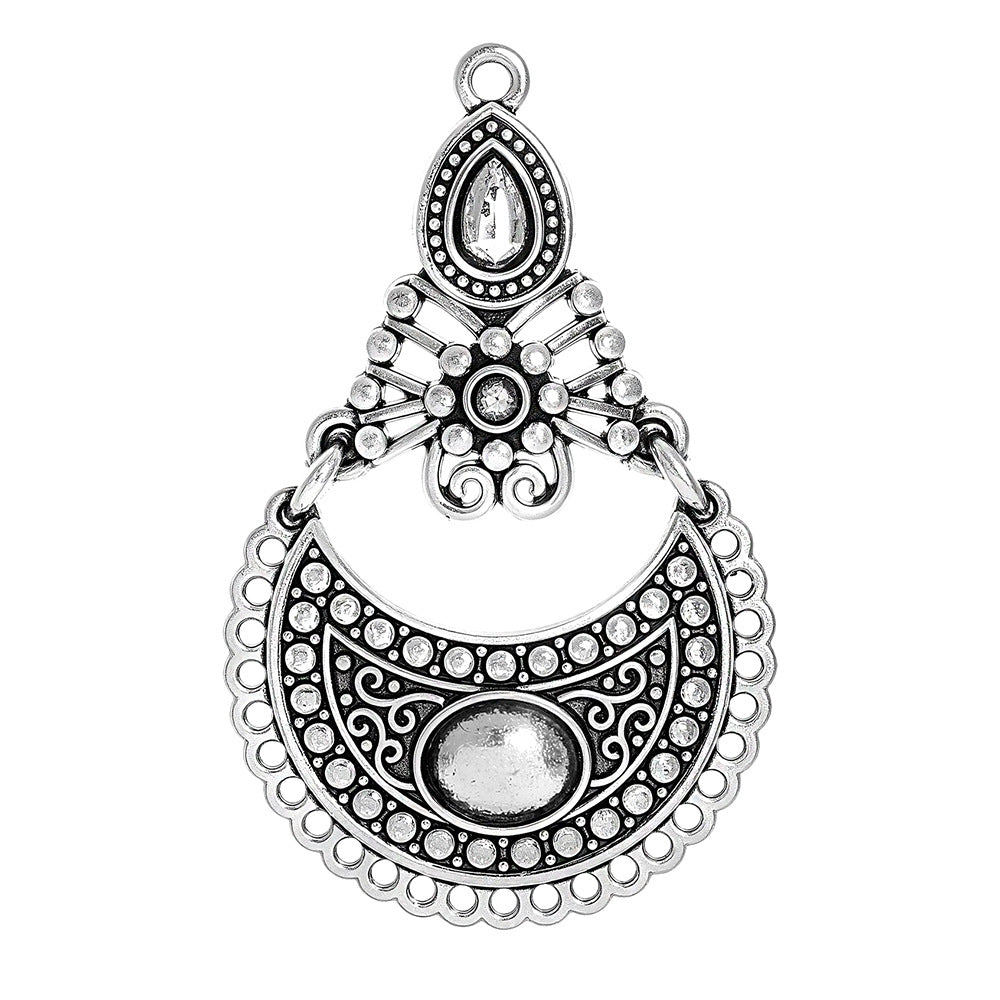 Geometric Alloy Jewelry Accessories Featuring Electroplated Antique Silver Plated Finish In Silver With Ethnic Style