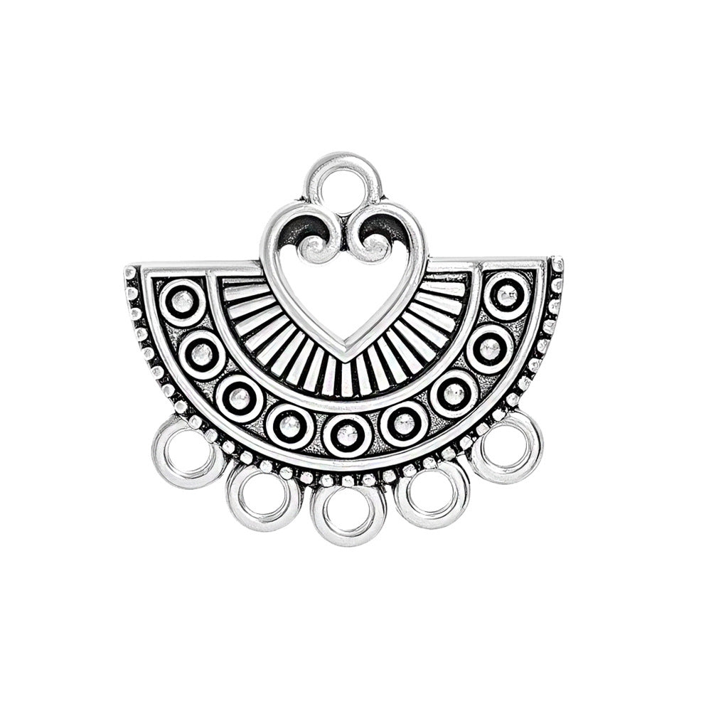Geometric Alloy Jewelry Accessories Featuring Electroplated Antique Silver Plated Finish In Silver With Ethnic Style