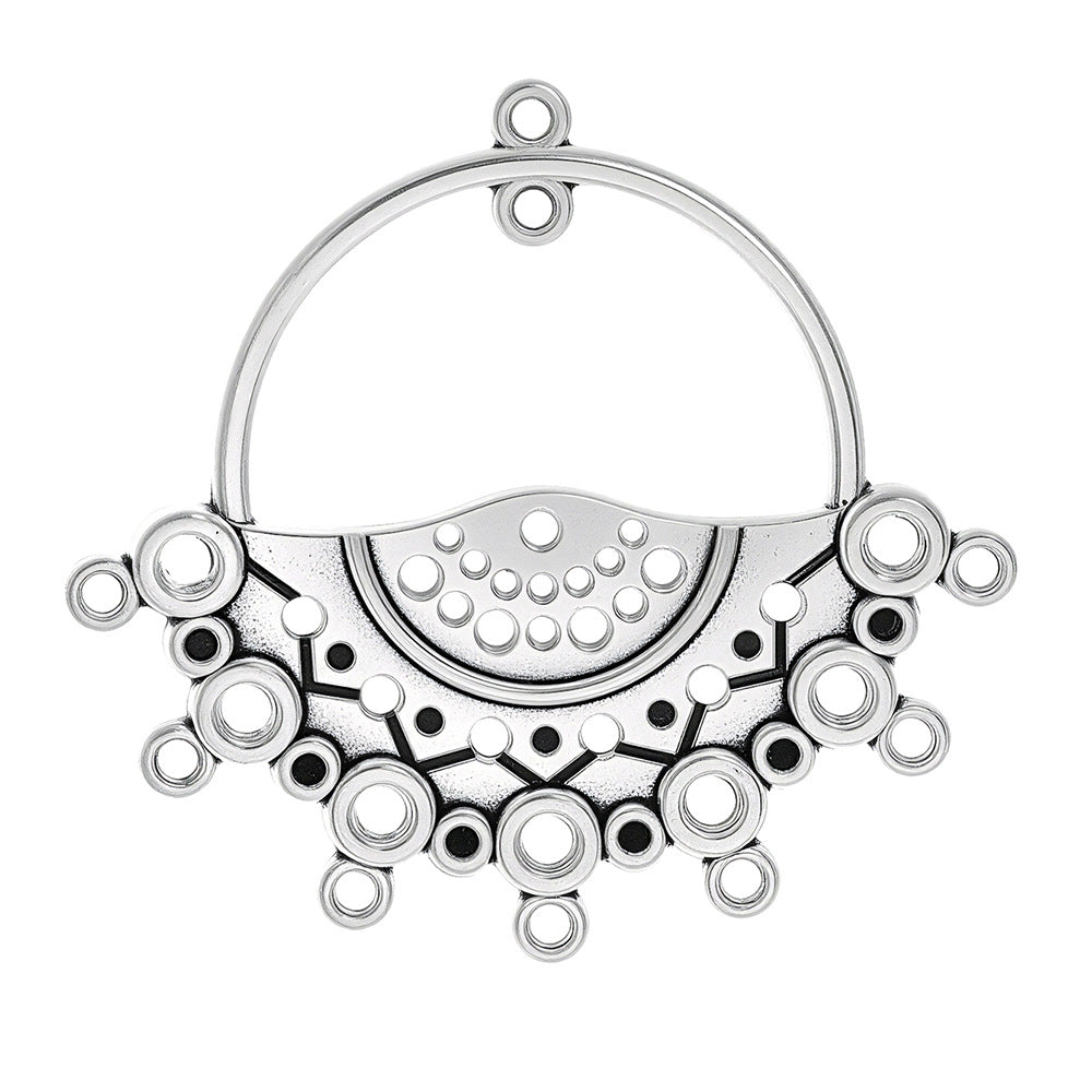 Geometric Alloy Jewelry Accessories Featuring Electroplated Antique Silver Plated Finish In Silver With Ethnic Style