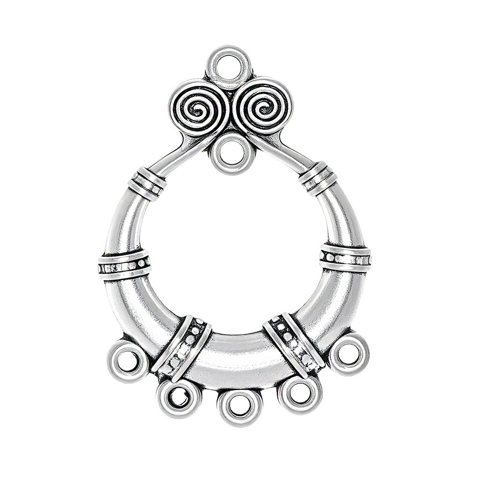 Geometric Alloy Jewelry Accessories Featuring Electroplated Antique Silver Plated Finish In Silver With Ethnic Style