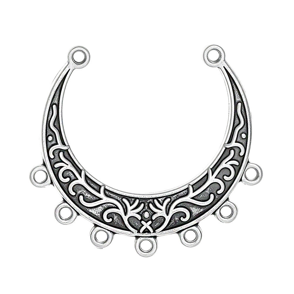 Geometric Alloy Jewelry Accessories Featuring Electroplated Antique Silver Plated Finish In Silver With Ethnic Style