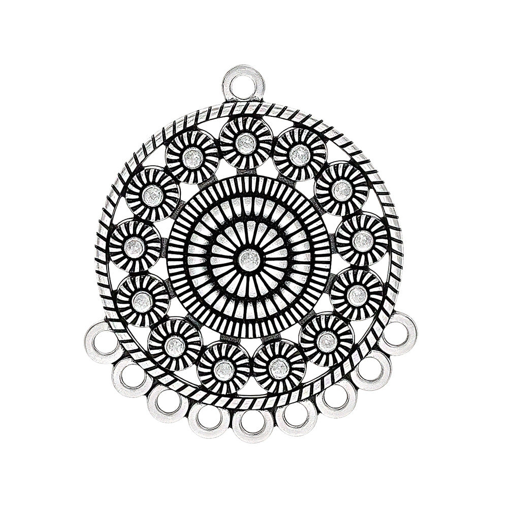 Geometric Alloy Jewelry Accessories Featuring Electroplated Antique Silver Plated Finish In Silver With Ethnic Style