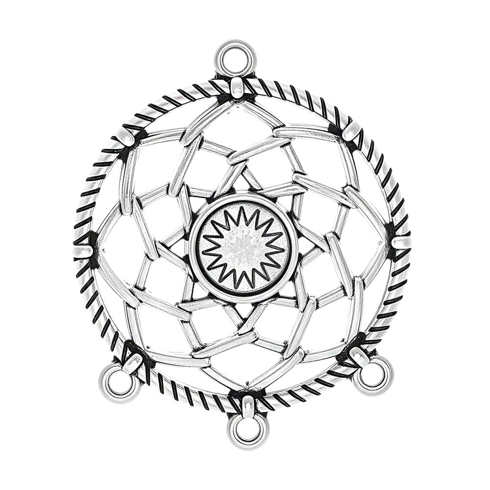 Geometric Alloy Jewelry Accessories Featuring Electroplated Antique Silver Plated Finish In Silver With Ethnic Style