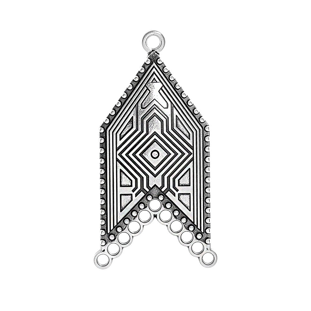 Geometric Alloy Jewelry Accessories Featuring Electroplated Antique Silver Plated Finish In Silver With Ethnic Style