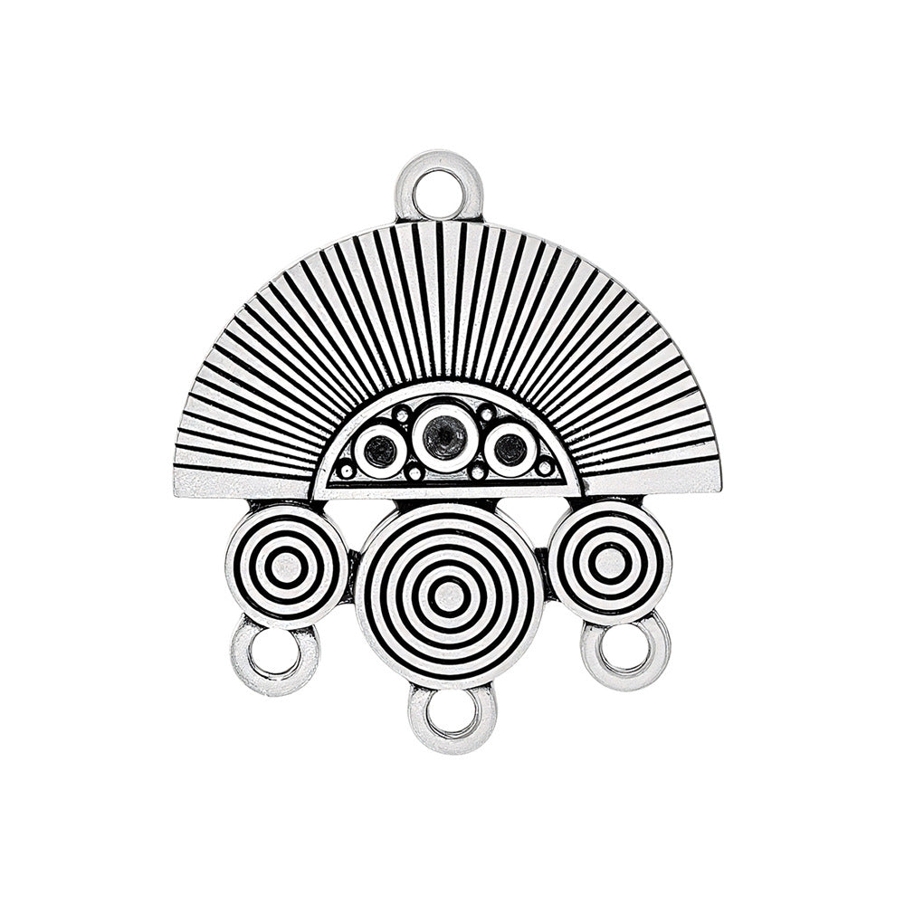 Geometric Alloy Jewelry Accessories Featuring Electroplated Antique Silver Plated Finish In Silver With Ethnic Style