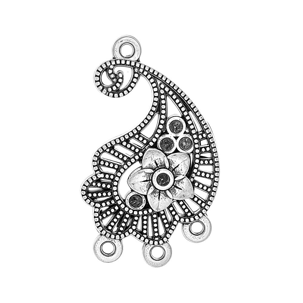 Geometric Alloy Jewelry Accessories Featuring Electroplated Antique Silver Plated Finish In Silver With Ethnic Style