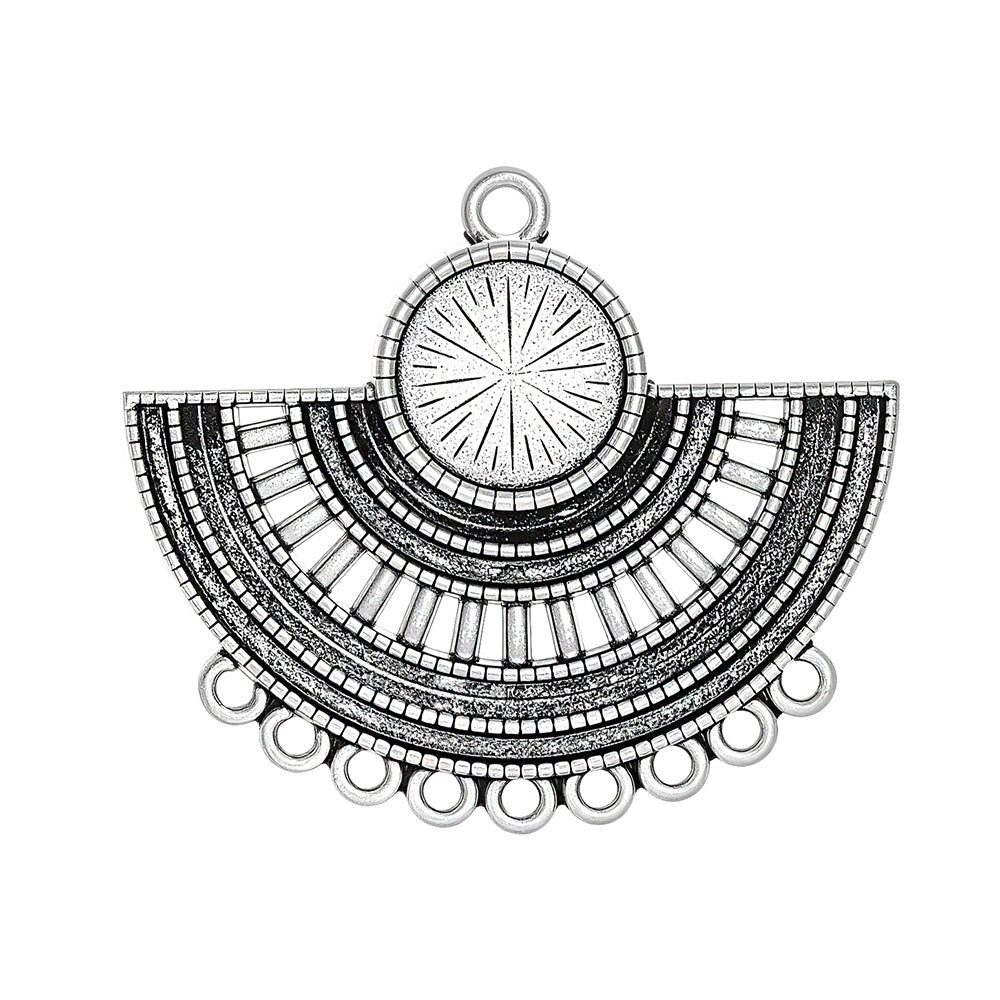 Geometric Alloy Jewelry Accessories Featuring Electroplated Antique Silver Plated Finish In Silver With Ethnic Style