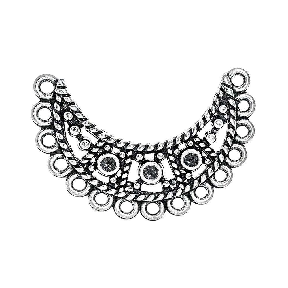 Geometric Alloy Jewelry Accessories Featuring Electroplated Antique Silver Plated Finish In Silver With Ethnic Style