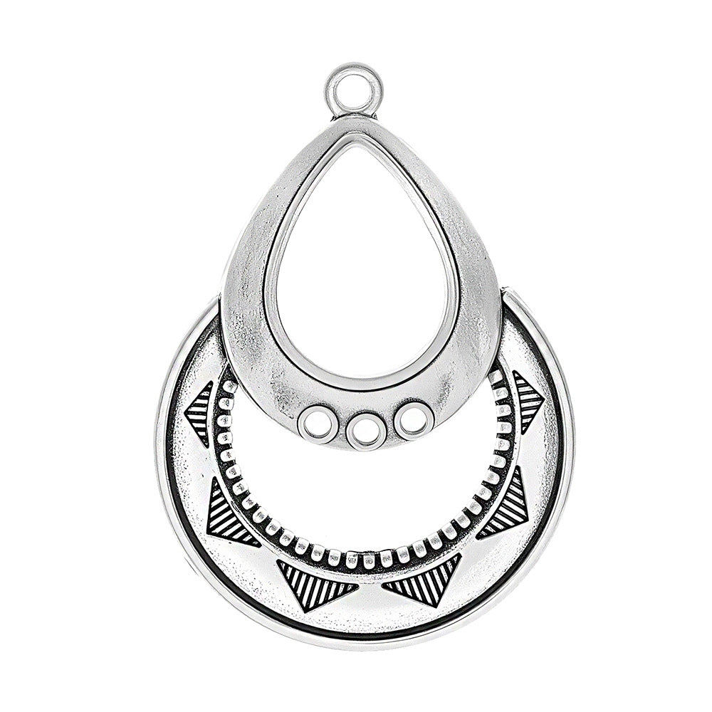 Geometric Alloy Jewelry Accessories Featuring Electroplated Antique Silver Plated Finish In Silver With Ethnic Style