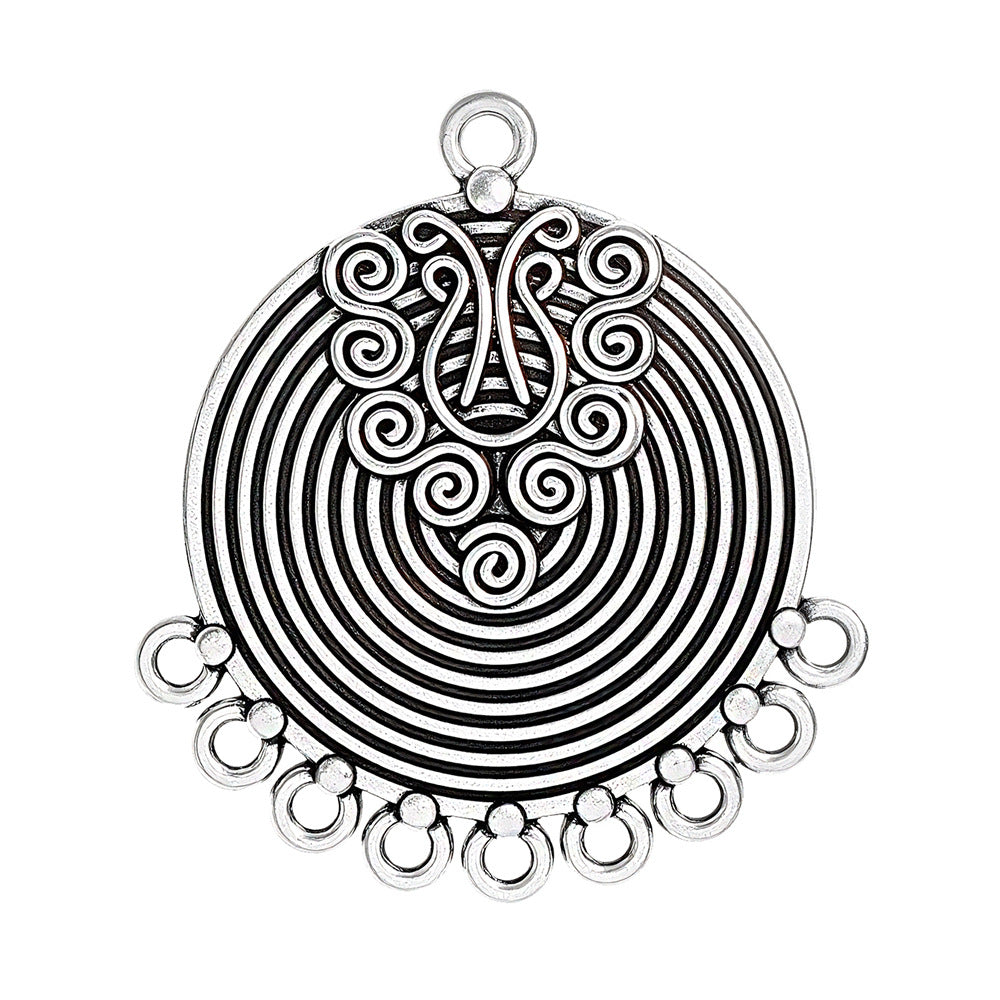 Geometric Alloy Jewelry Accessories Featuring Electroplated Antique Silver Plated Finish In Silver With Ethnic Style
