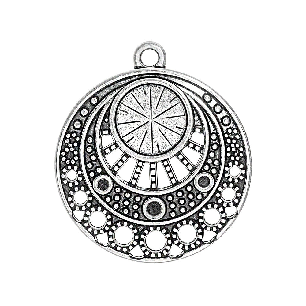Geometric Alloy Jewelry Accessories Featuring Electroplated Antique Silver Plated Finish In Silver With Ethnic Style