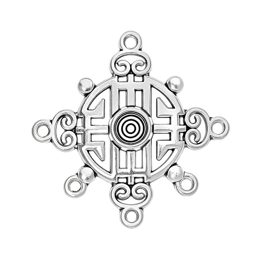 Geometric Alloy Jewelry Accessories Featuring Electroplated Antique Silver Plated Finish In Silver With Ethnic Style