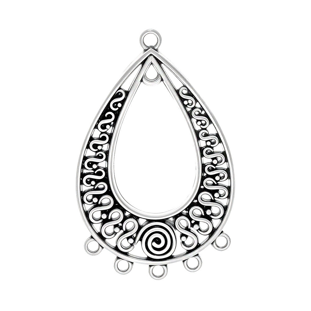 Geometric Alloy Jewelry Accessories Featuring Electroplated Antique Silver Plated Finish In Silver With Ethnic Style