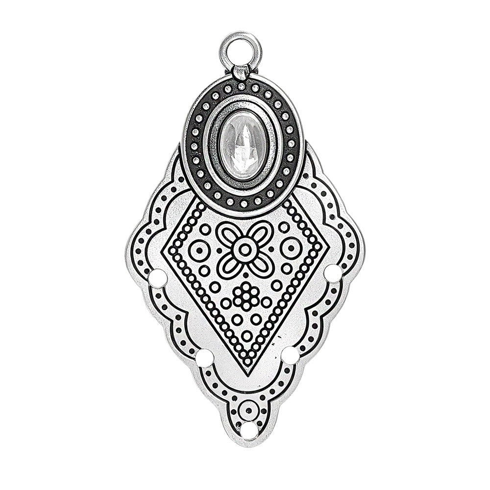 Geometric Alloy Jewelry Accessories Featuring Electroplated Antique Silver Plated Finish In Silver With Ethnic Style
