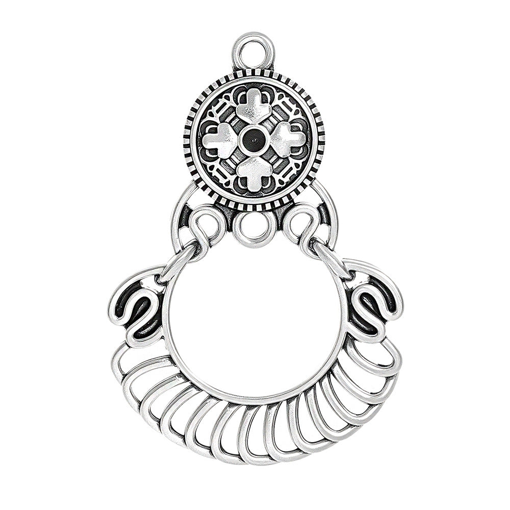 Geometric Alloy Jewelry Accessories Featuring Electroplated Antique Silver Plated Finish In Silver With Ethnic Style