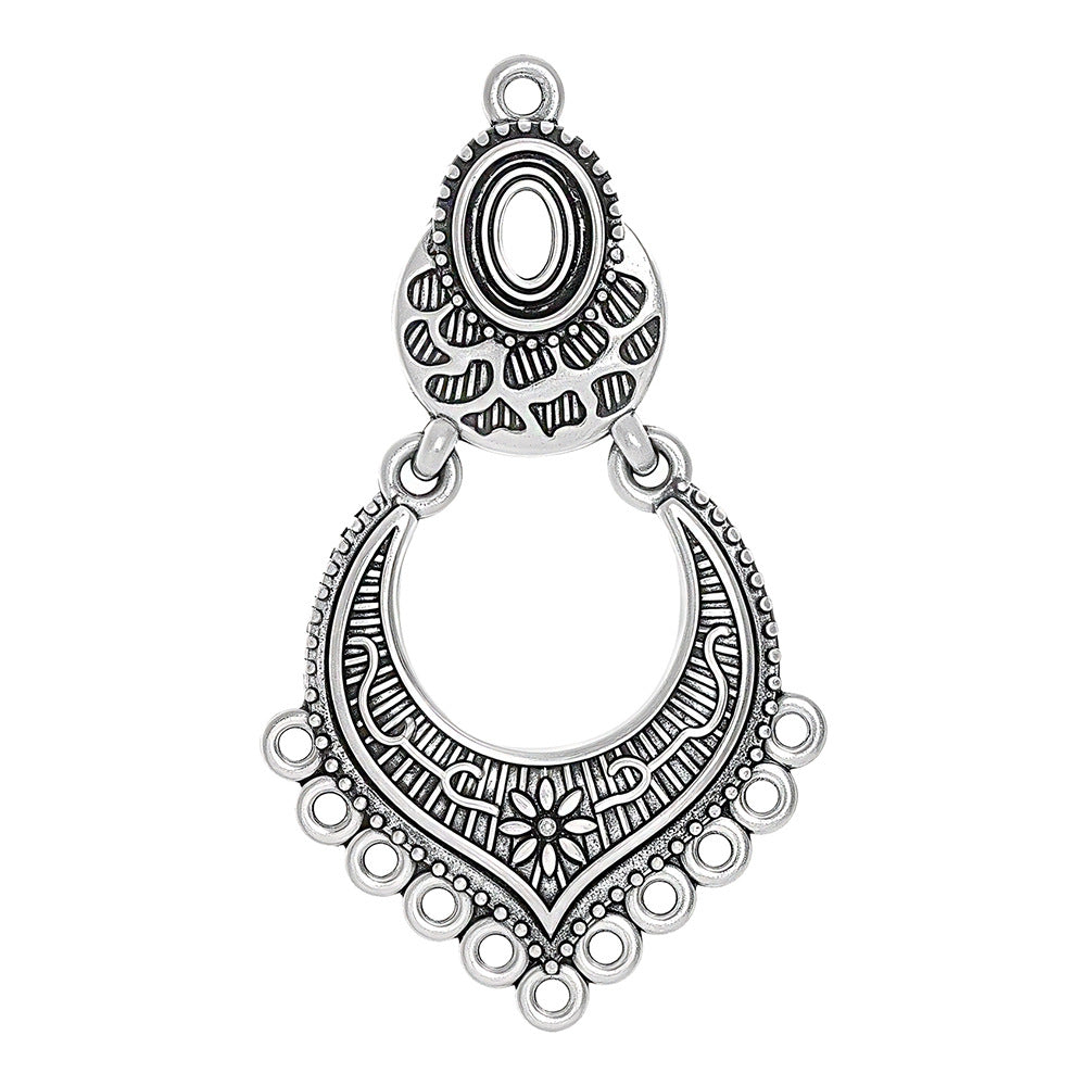 Geometric Alloy Jewelry Accessories Featuring Electroplated Antique Silver Plated Finish In Silver With Ethnic Style