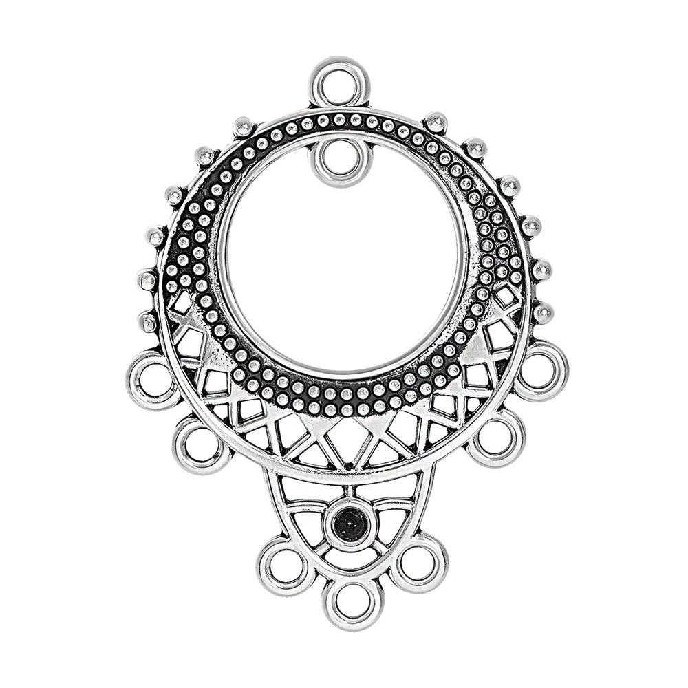 Geometric Alloy Jewelry Accessories Featuring Electroplated Antique Silver Plated Finish In Silver With Ethnic Style