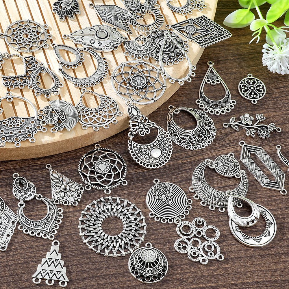 Geometric Alloy Jewelry Accessories Featuring Electroplated Antique Silver Plated Finish In Silver With Ethnic Style