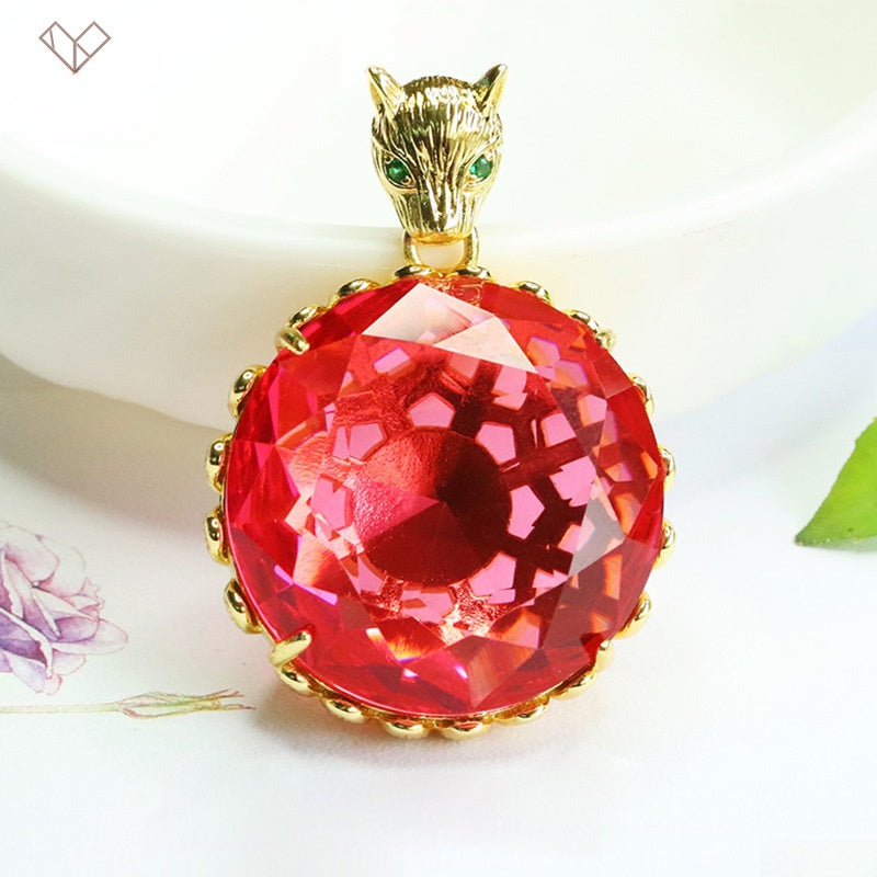 Geometric Glass Pendant With Glass Inlay In Purple, Perfect For Autumn Wear