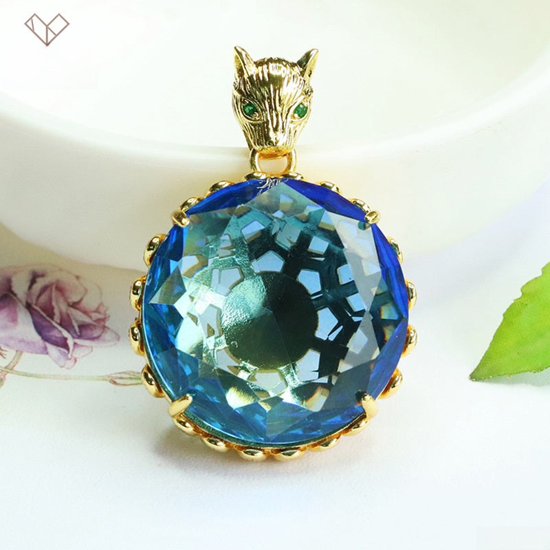 Geometric Glass Pendant With Glass Inlay In Purple, Perfect For Autumn Wear
