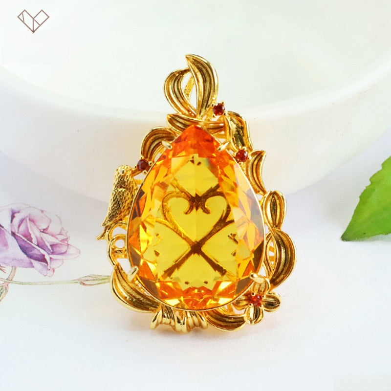 Geometric Glass Pendant With Glass Inlay In Purple, Perfect For Autumn Wear