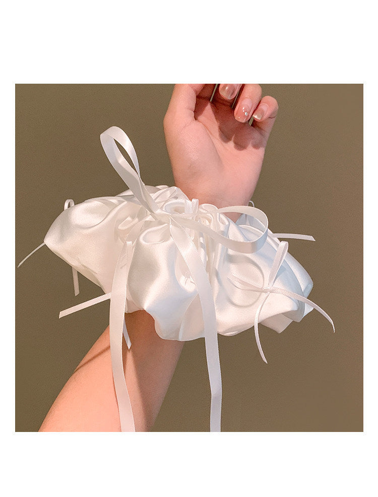 French Style Bow Tie Hair Tie For Women In White Satin, Perfect For  Spring And Summer