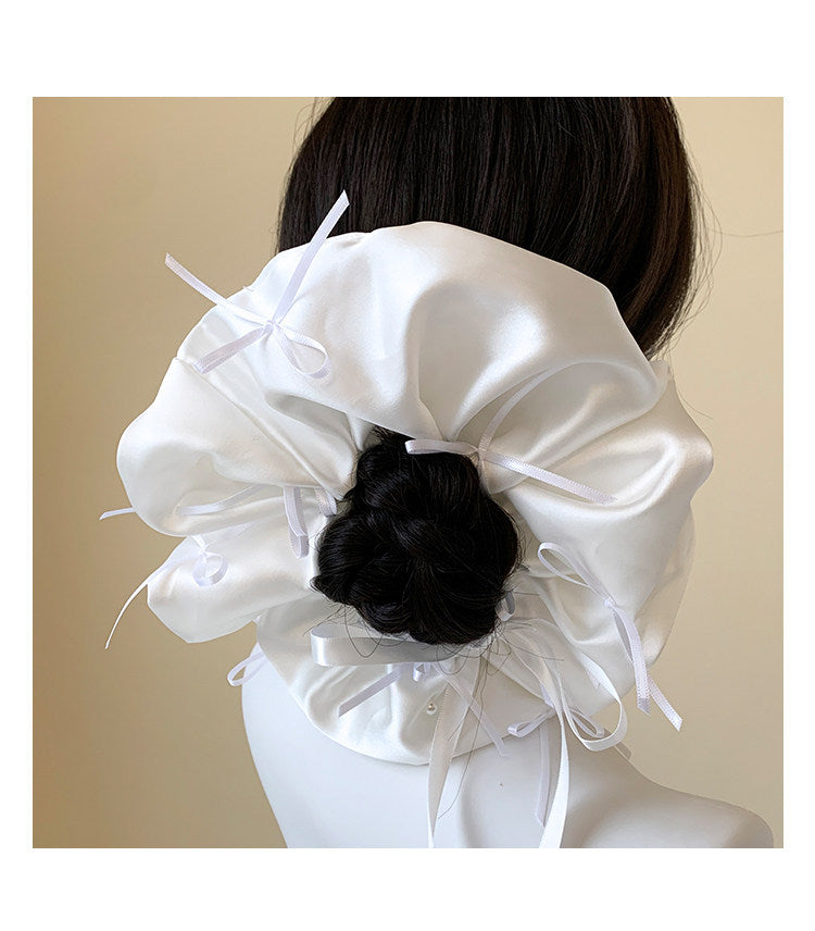 French Style Bow Tie Hair Tie For Women In White Satin, Perfect For  Spring And Summer