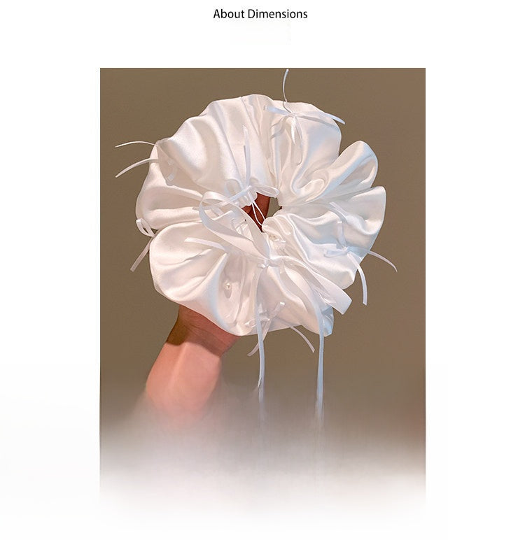 French Style Bow Tie Hair Tie For Women In White Satin, Perfect For  Spring And Summer