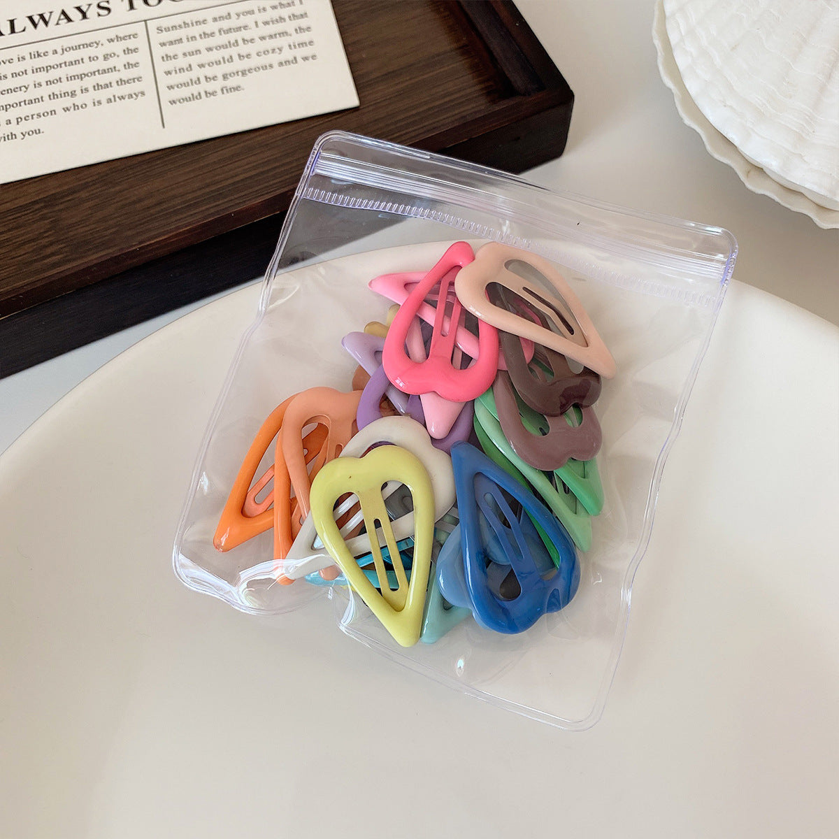 Sweet Heart Shape BB Clips Hair Accessories For Women In Multicolor, Made With Mixed Materials